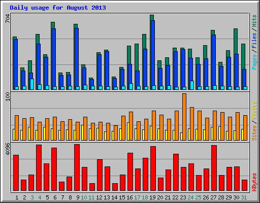 Daily usage for August 2013