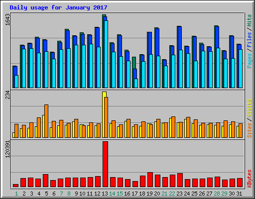 Daily usage for January 2017