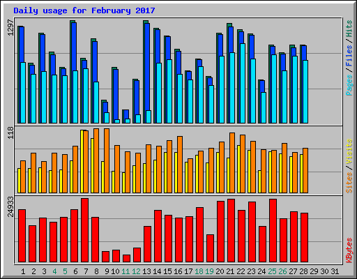 Daily usage for February 2017