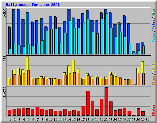 Daily usage for June 2021