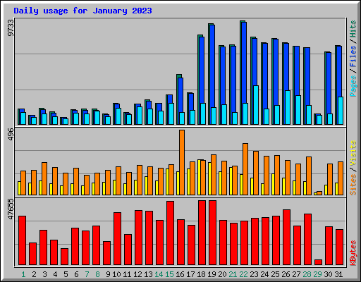 Daily usage for January 2023