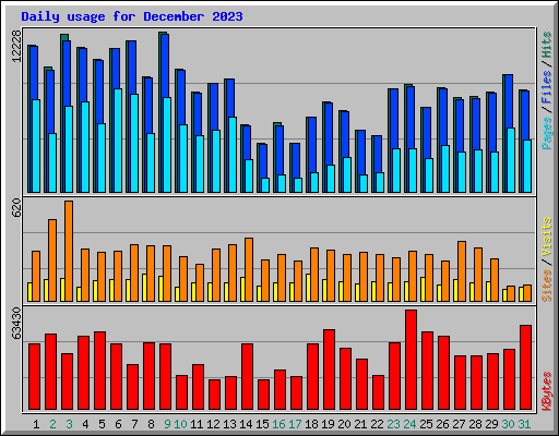 Daily usage for December 2023