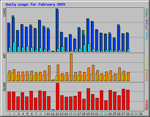 Daily usage for February 2025