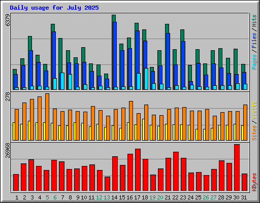 Daily usage for July 2025