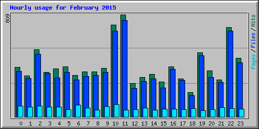 Hourly usage for February 2015